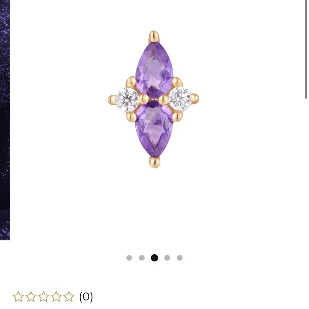 Buddha Jewelry Ethereal Amethyst and CZ Gold Threadless End yellow gold